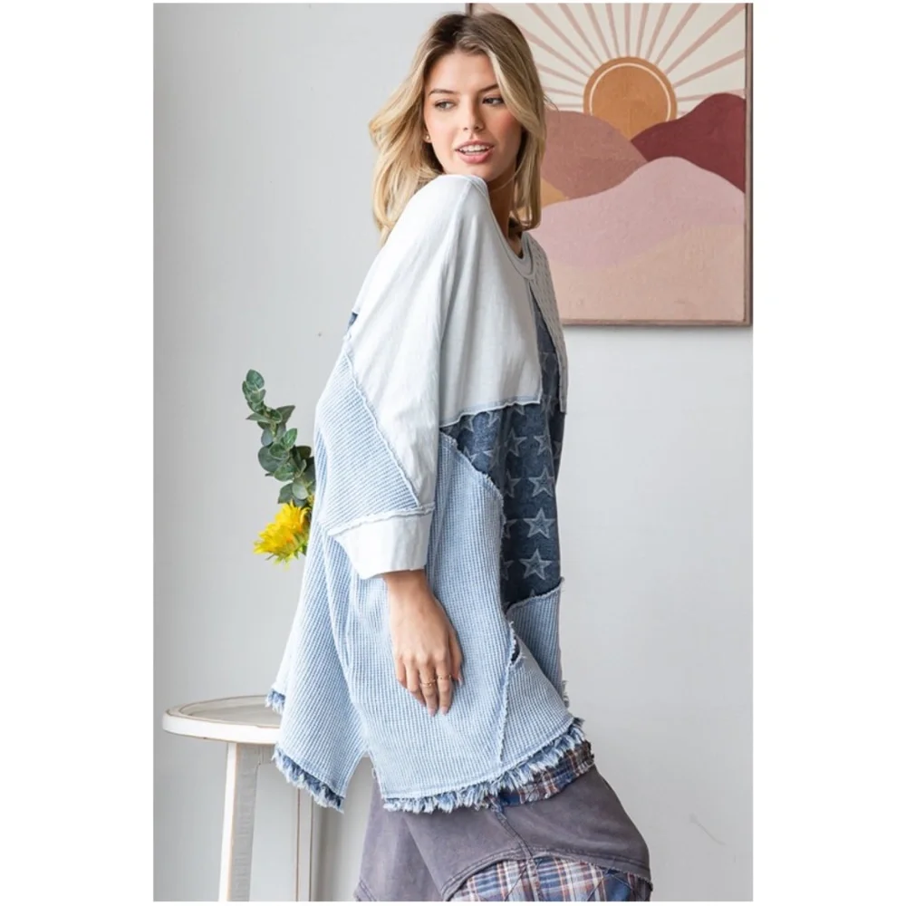 Oli & Hali Blue and White Star Short Sleeve Tee - Picture 4 of 6